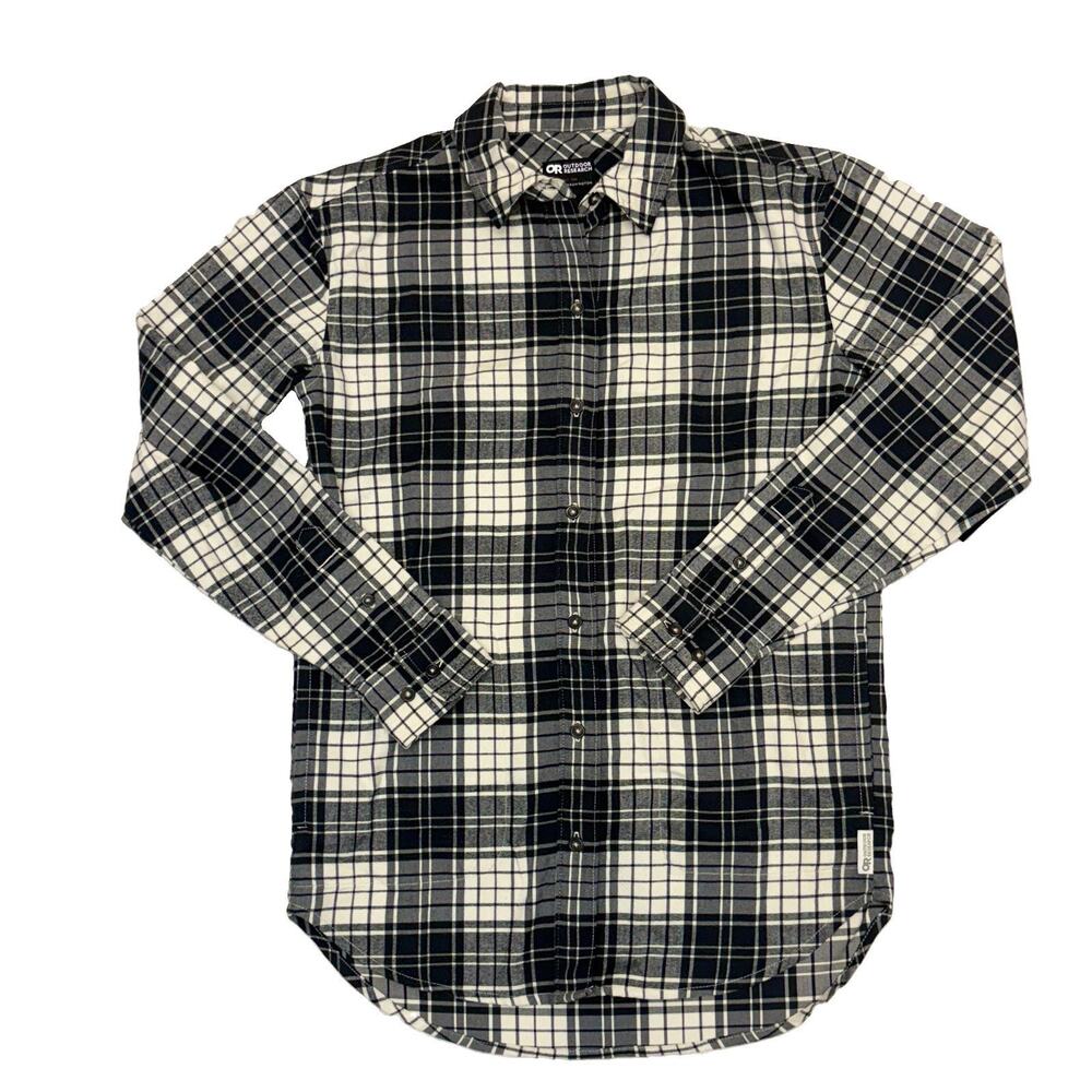 Outdoor Research Flannel Shirt Black Sand Plaid Kulshan Button Up NWT Size XS